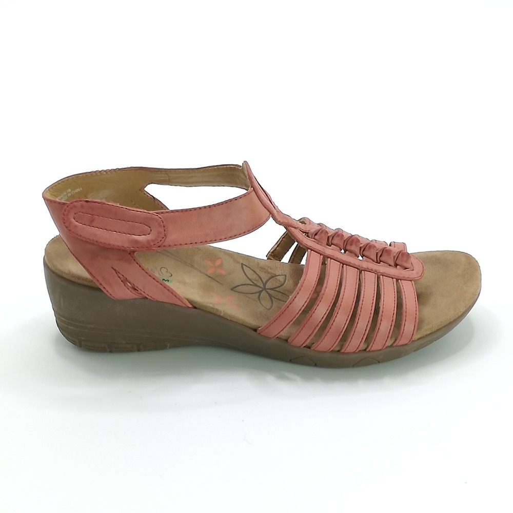 Baretraps‎ Shoes Womens Sandals Hermine T-Strap Rose Red Memory Foam Strappy 9
